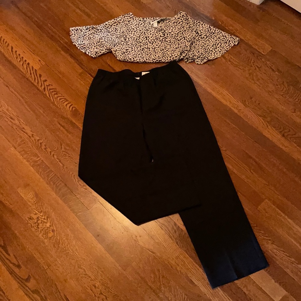 NWT Alfred Dunner Elastic Waist Black Pants Sz 16W